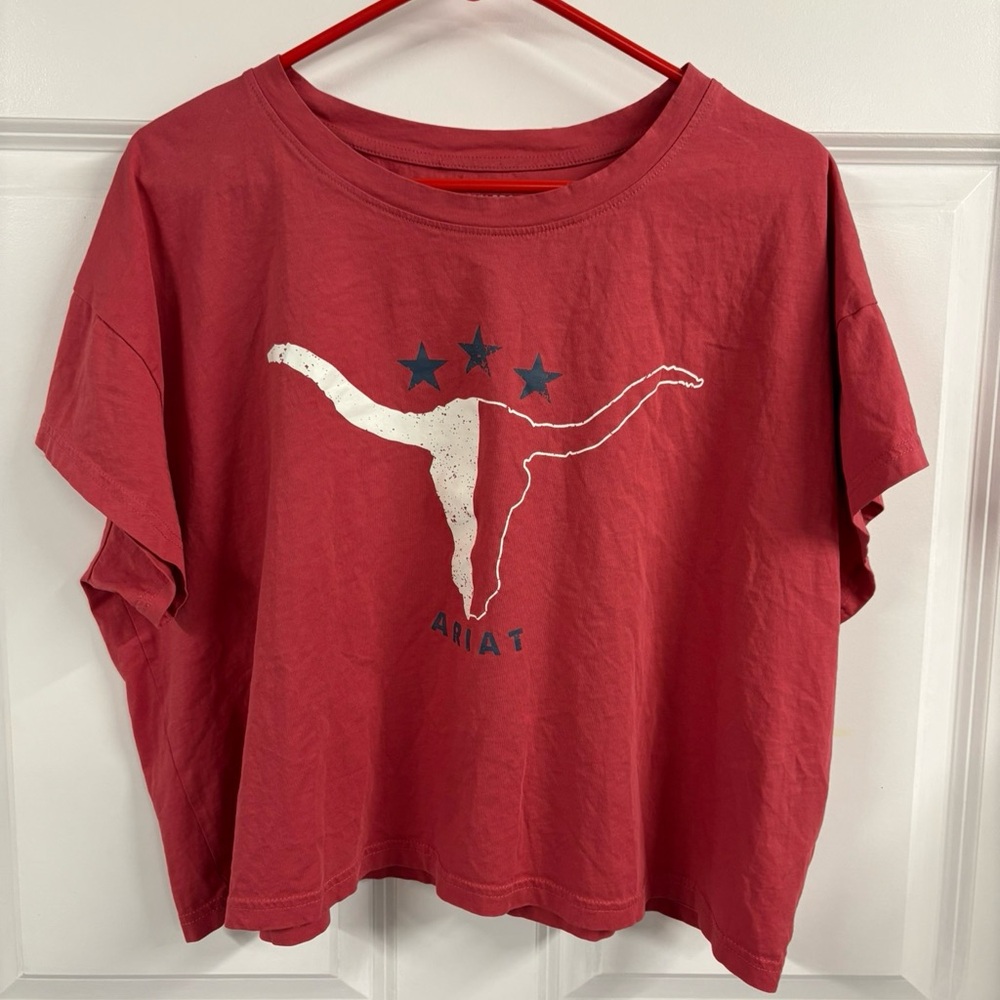 Ariat Women's Steer Lone Star Short Sleeve Boxy Cropped Graphic Tee XL